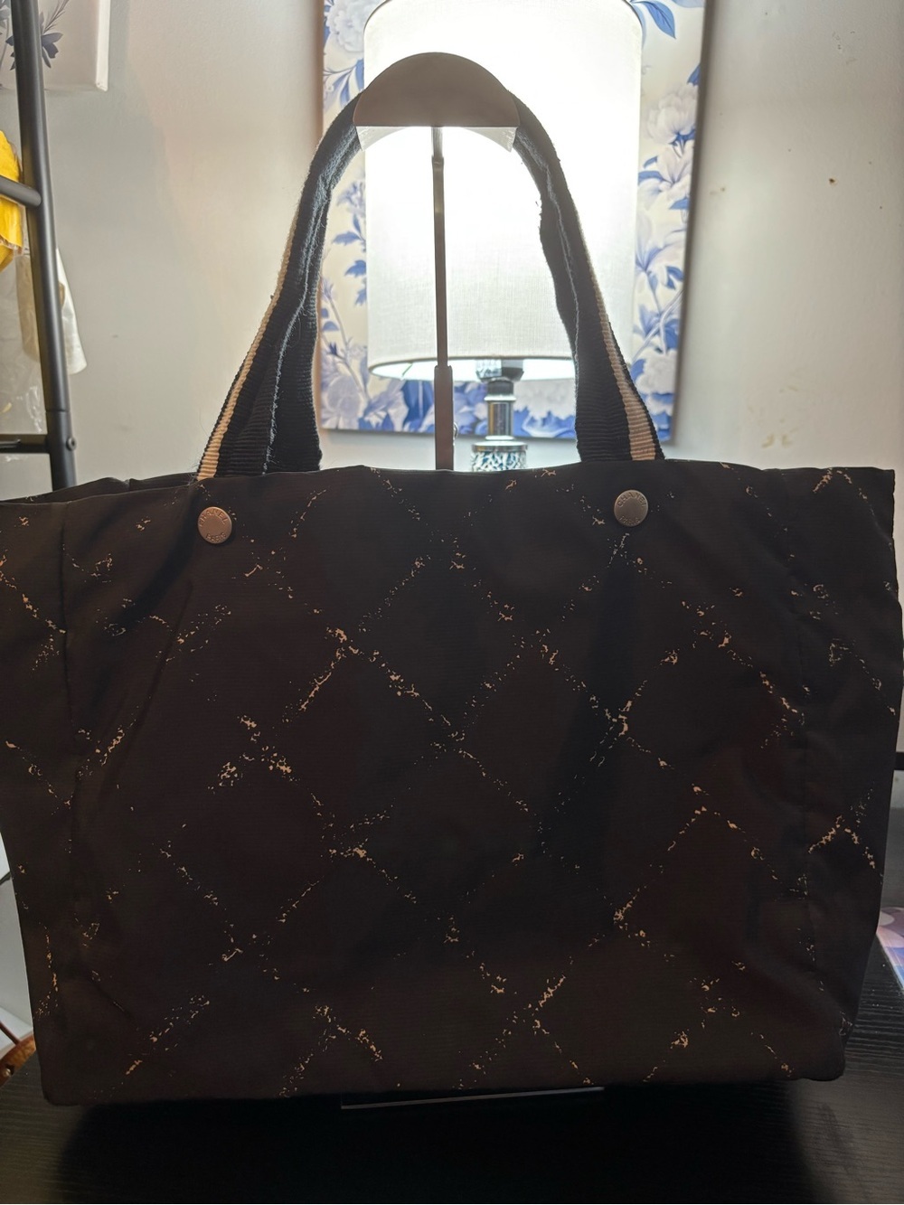 Authentic Vintage CHANEL Old Travel Line Tote MM - Black Quilted Print